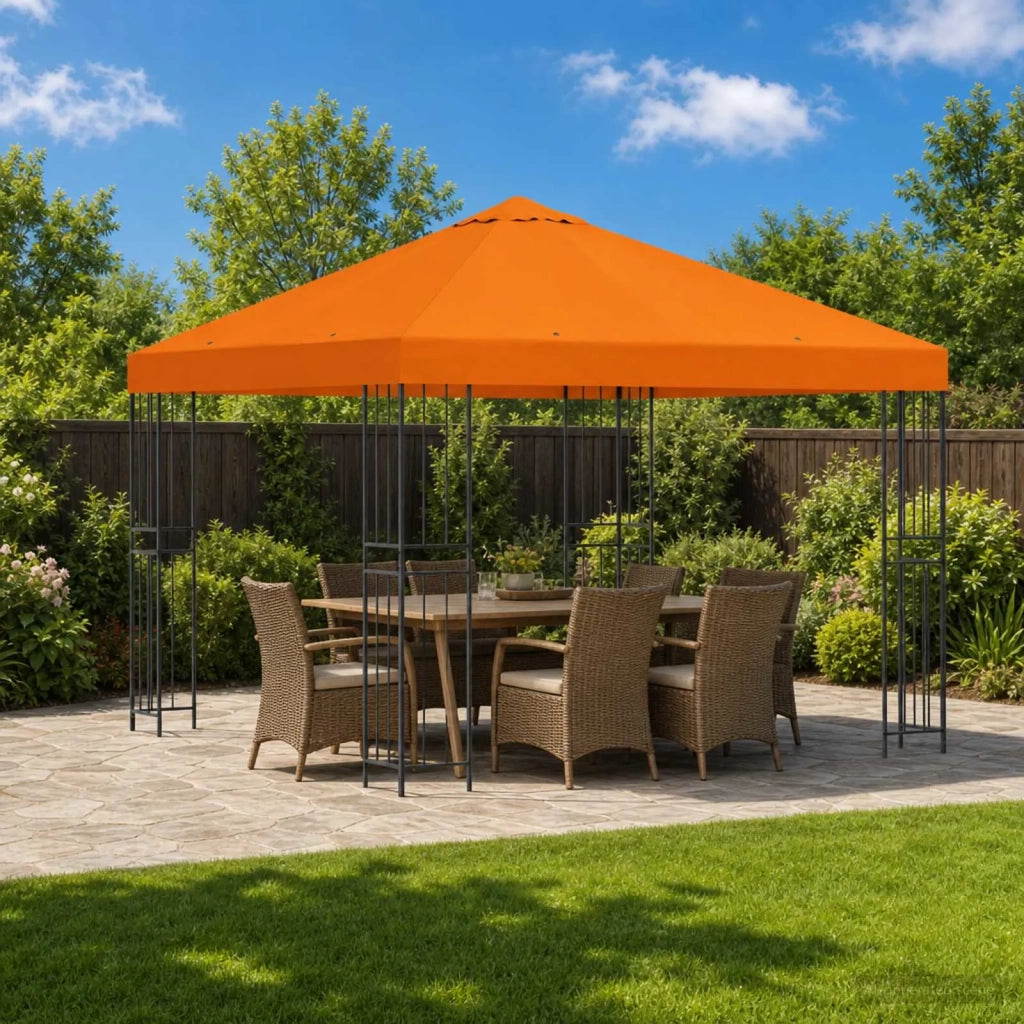 Gazebo | Pergolato 3 x 3 m Arancione Poliestere e Acciaio 190 gsm