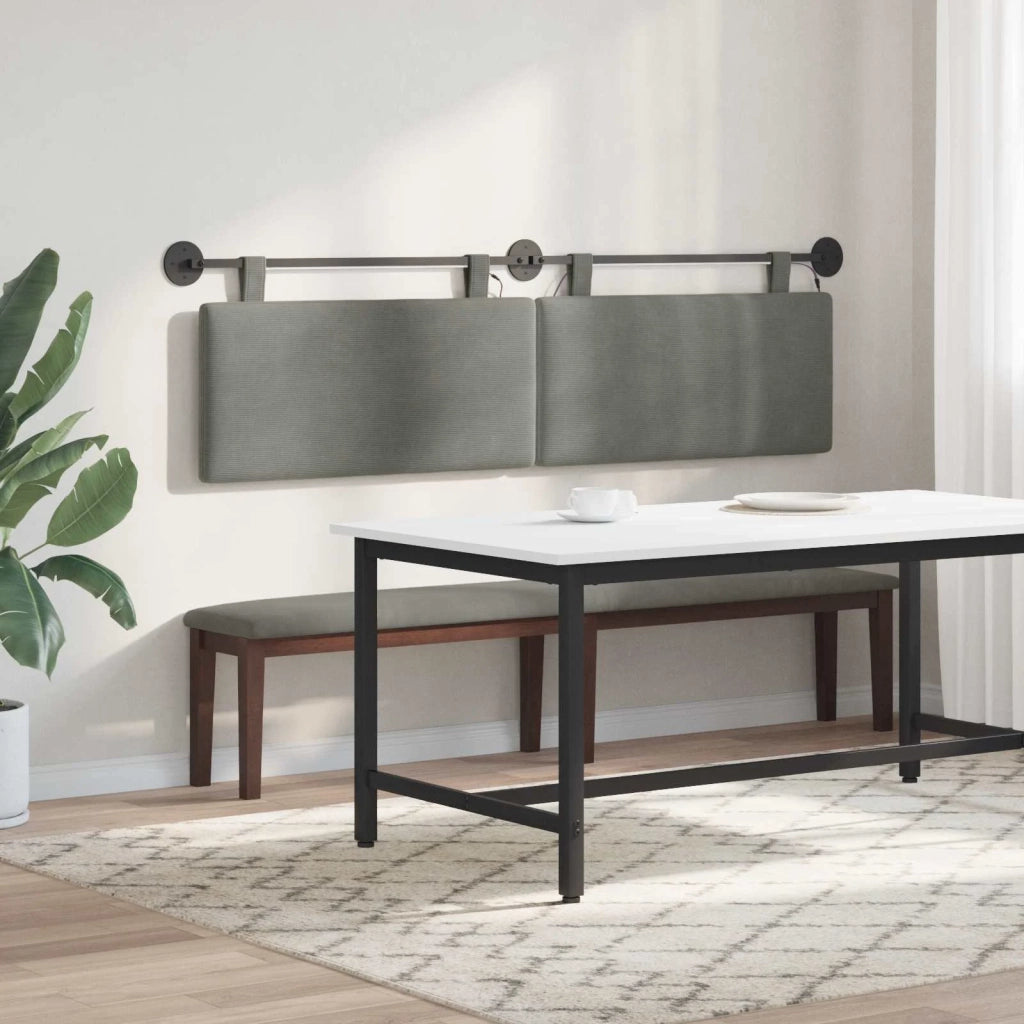 Testiera sospesa Con luce LED Grigio Chiaro Tessuto in Cords 3424326