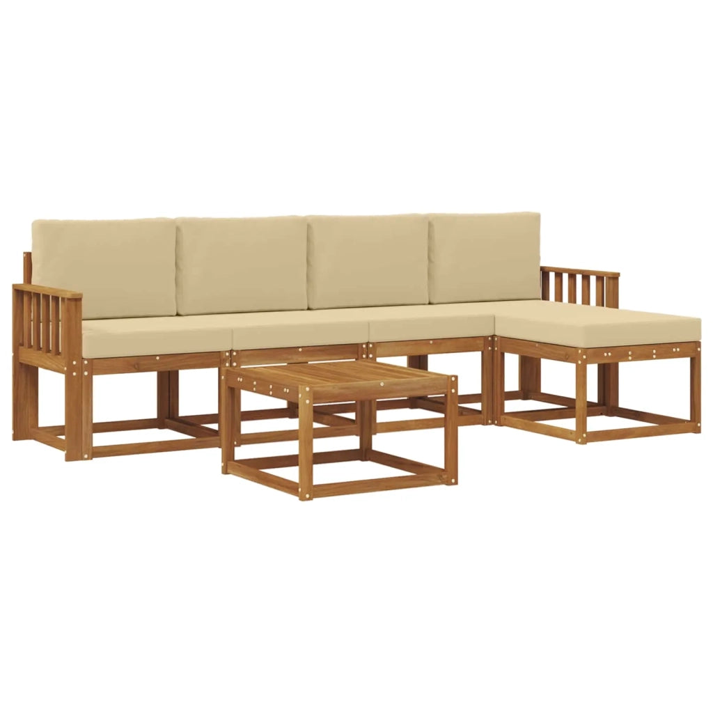 Set di divani da esterno con cuscino 6 pcs Naturale e Beige