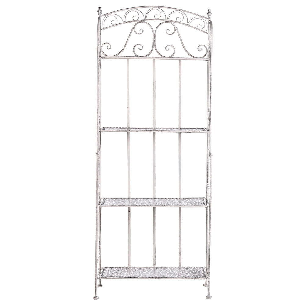Scaffale per piante in metallo bianco 4 ripiani da giardino autoportante per esterni da esterno per interni da bagno
