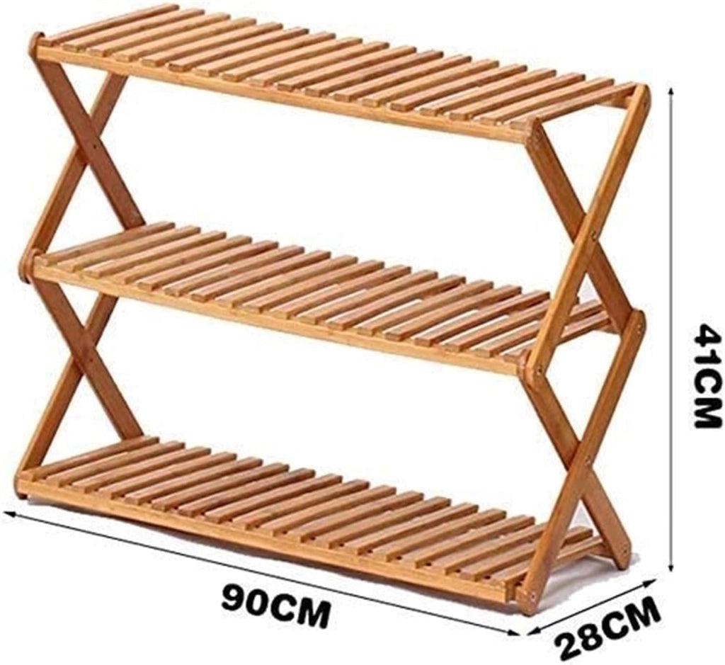 scarpiera Scarpiera per la casa Shoe Rack Scarpiera Pieghevole Scarpiera Multifunzionale Scatola per Scarpe in bambù Naturale Antipolvere (Dimensioni : 3Tier)
