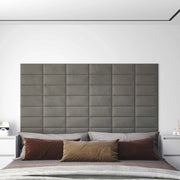 Testiera da Parete 12 pcs Grigio Chiaro Velluto