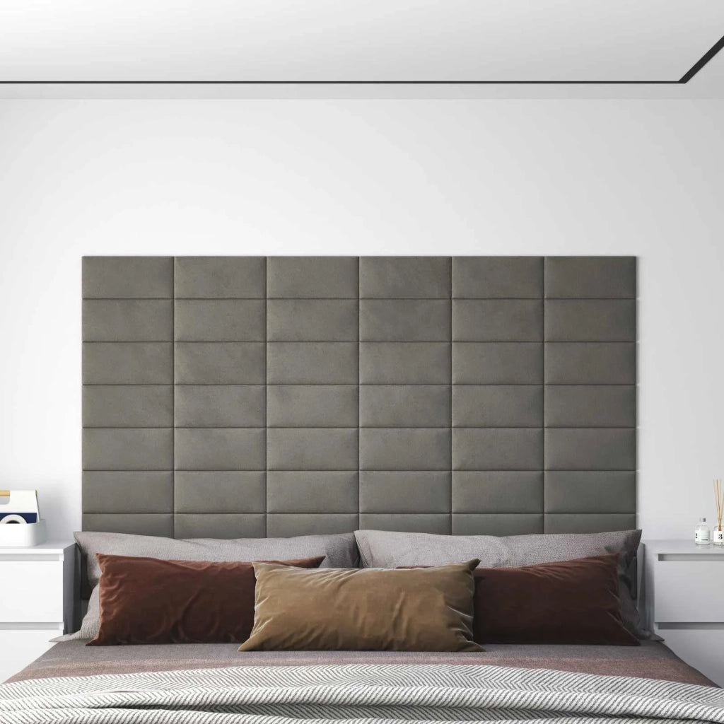 Testiera da Parete 12 pcs Grigio Chiaro Velluto