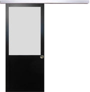 Porta Scorrevole Athena Nera H204 x L73 + Binario in Alluminio e 2 Gusci