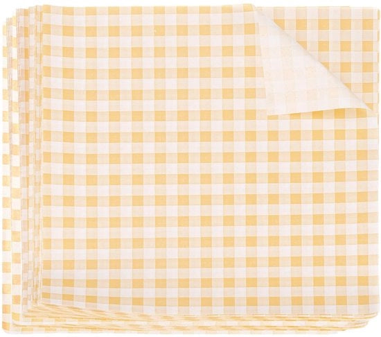 Papel di carta per carta da forno 200 fogli 22 x 22 cm, carta da confezionamento senza grasso per panini, hamburger, sandwich, carta per frittelle, carta per patatine, carta per confezionamento vintage.