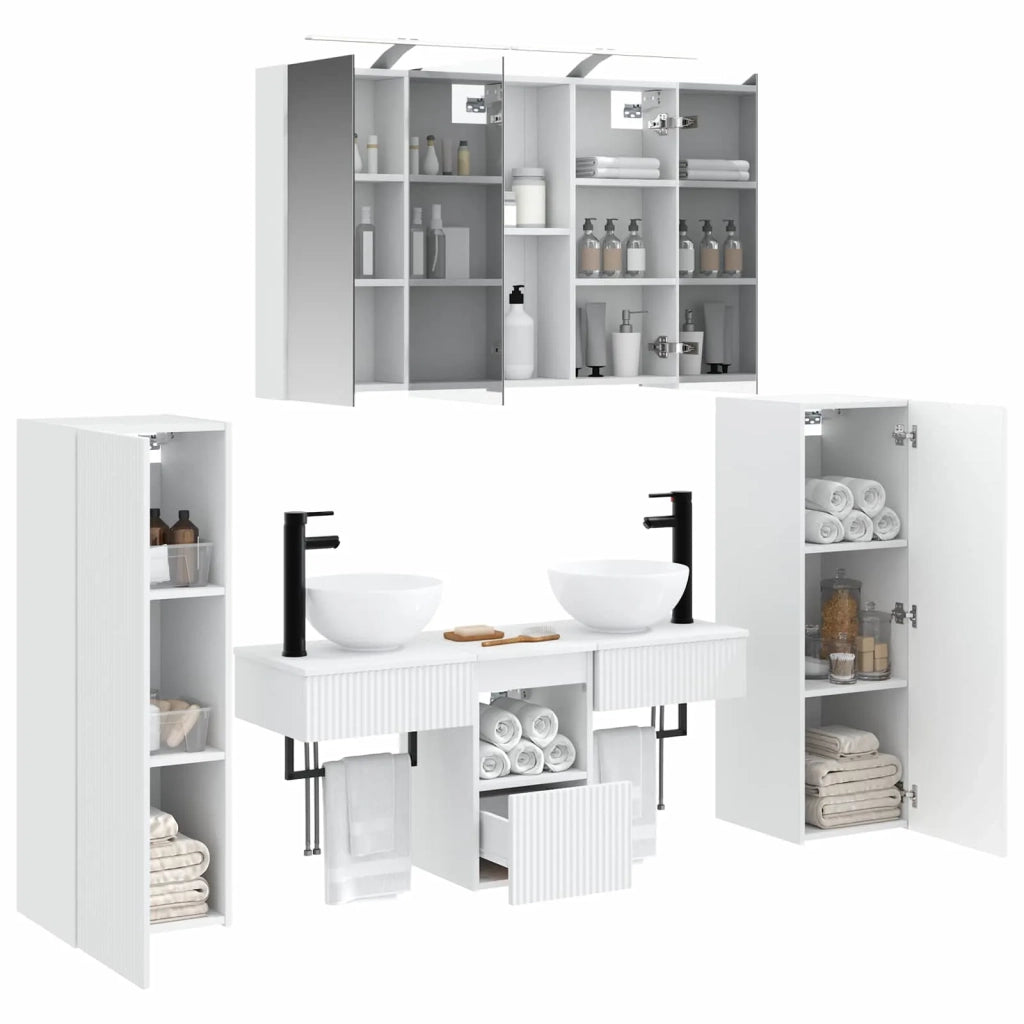Set di mobili per il bagno Montaggio a parete 6 pcs Bianco 3407111