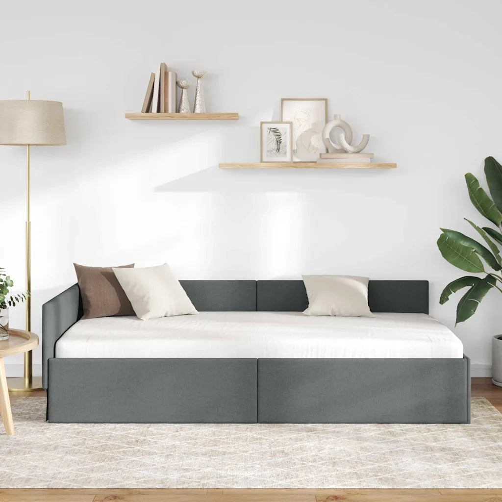 Cornice del letto ad angolo Grigio scuro 90 cm x 200 cm Tessuto 42016044