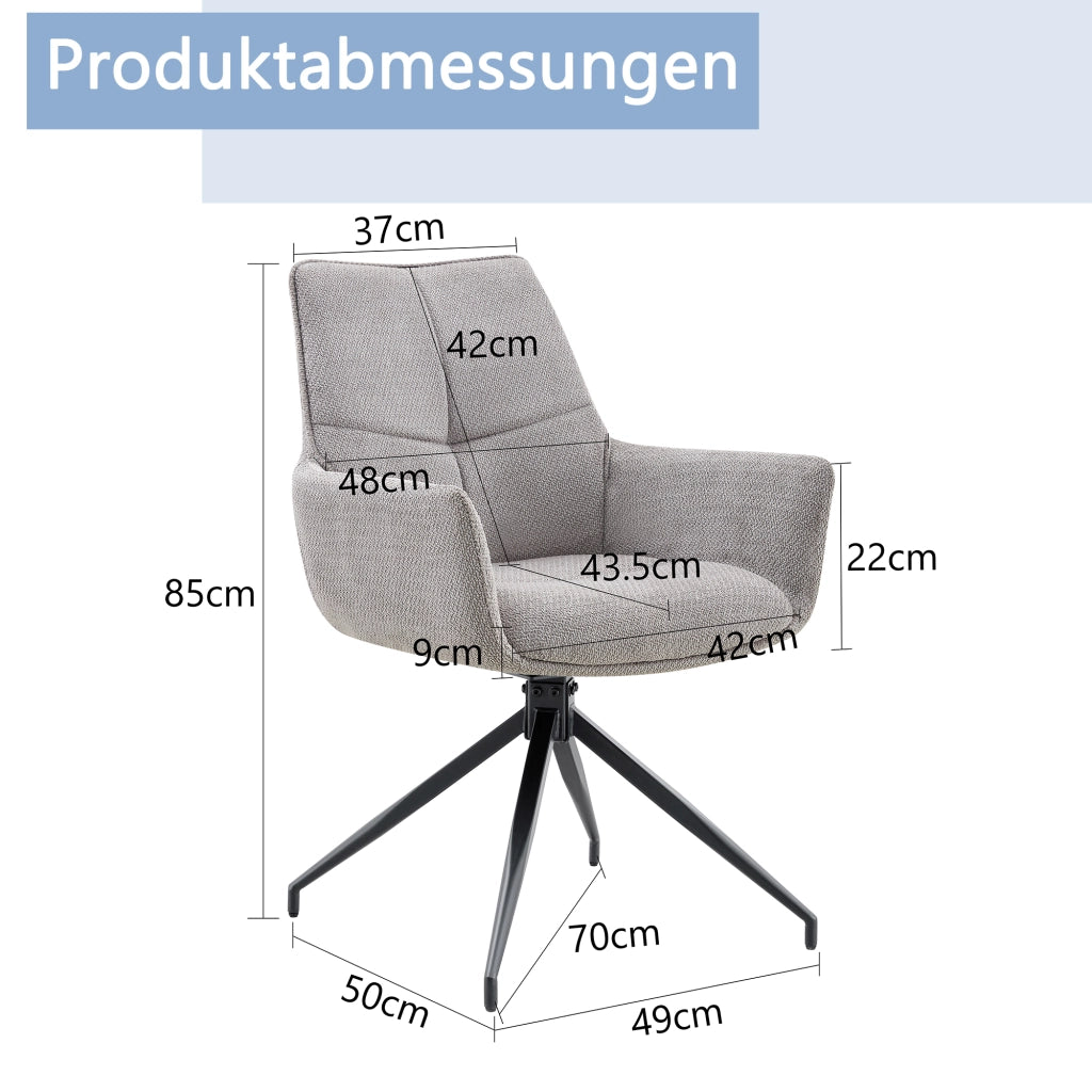 SEDIA girevole 360° in tessuto grigio e metallo nero