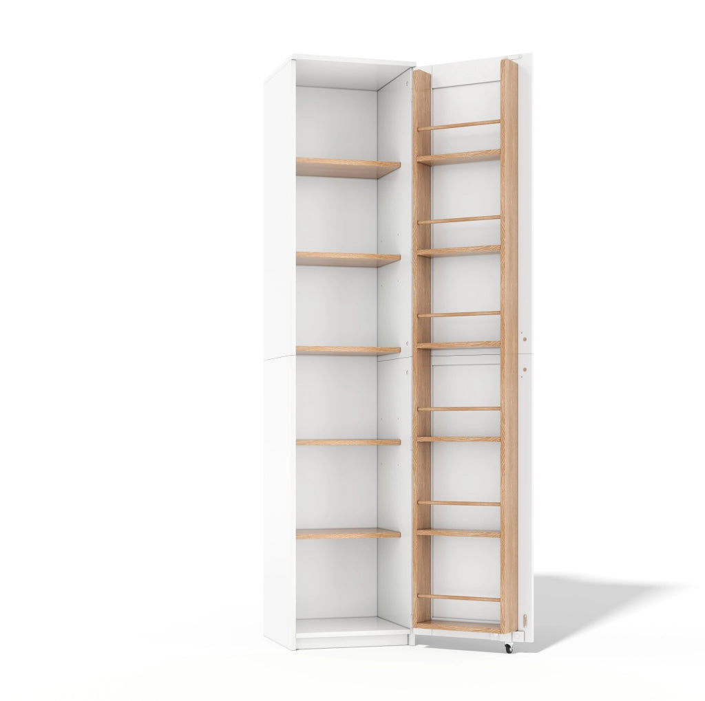 Armadio contenitore alto 40x40x183 cm con ripiani regolabili; MDF bianco/naturale
