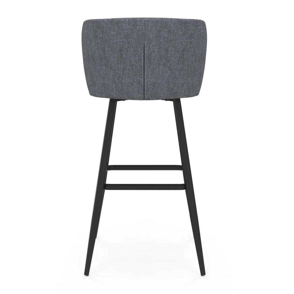 IDMarket - Set di 4 sgabelli da bar OMBLINE con seduta in tessuto grigio scuro e gambe in metallo nero