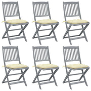 Sedie da Giardino Pieghevoli 6pz con Cuscini in Massello Acacia cod mxl 6477