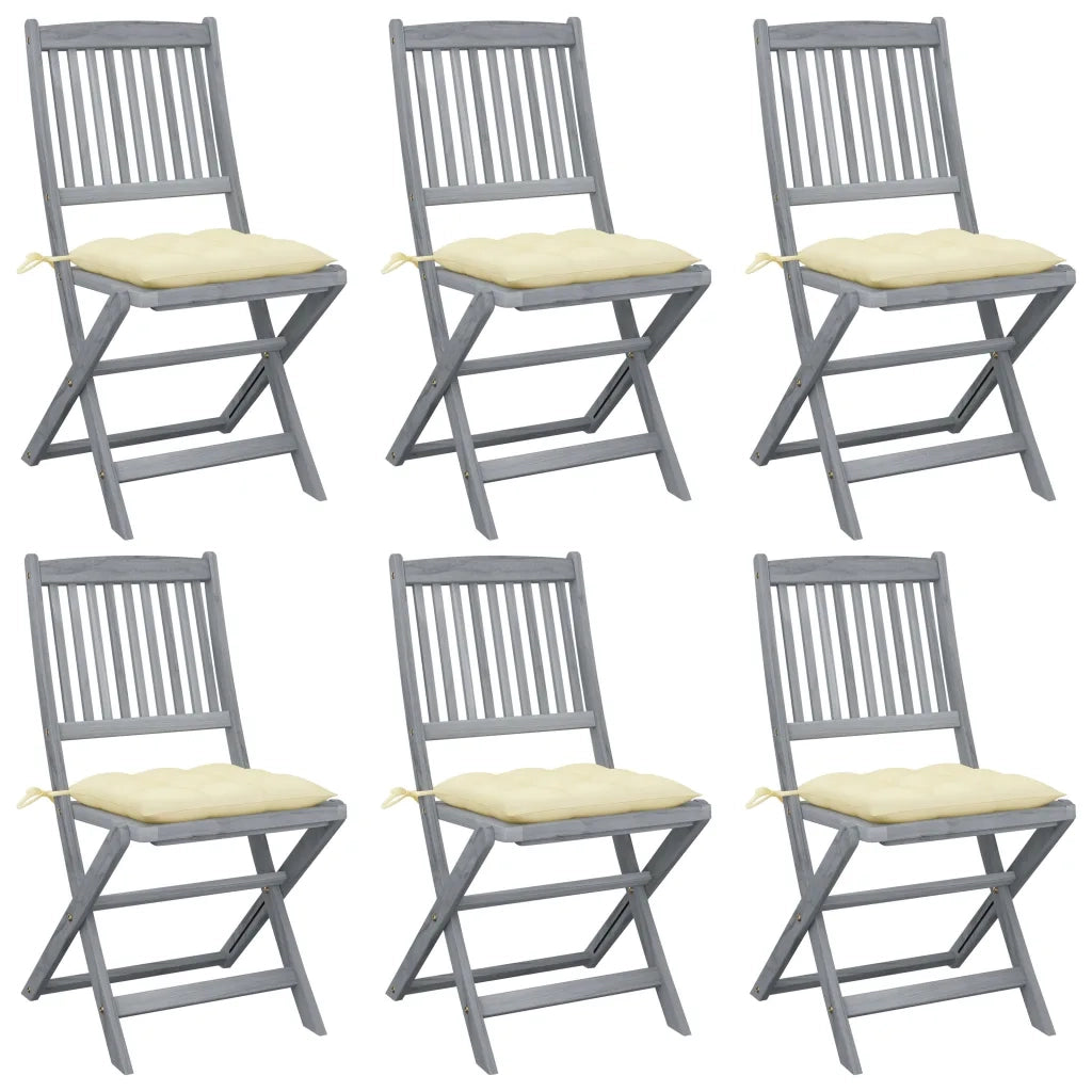 Sedie da Giardino Pieghevoli 6pz con Cuscini in Massello Acacia cod mxl 6477