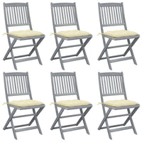 Sedie da Giardino Pieghevoli 6pz con Cuscini in Massello Acacia cod mxl 6477