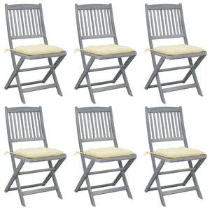 Sedie da Giardino Pieghevoli 6pz con Cuscini in Massello Acacia cod mxl 6477