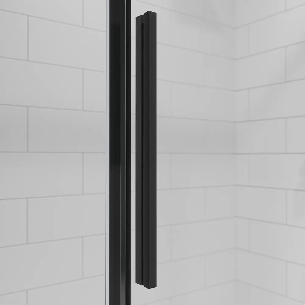 Box doccia 90x100 cm scorrevole vetro 8mm trasparente profili nero opaco h195cm | Creta