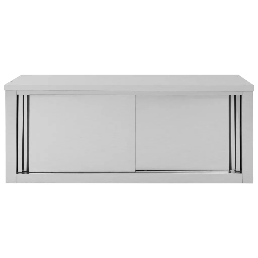 Pensile da cucina a parete con ante scorrevoli 120 x 40 x 50 cm design igienico contenitore facile da pulire acciaio inox 02_0046015