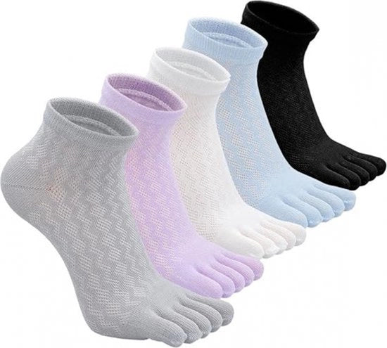 Calze per piedi - Donne - 5 Paia - Cotone - Calze yoga - Tessuto liscio - Senza cuciture irritanti - Calze per dita - Calze per dita - Donne - Runner Calze per piedi - Antibatterico - Respiranti - Calze comode