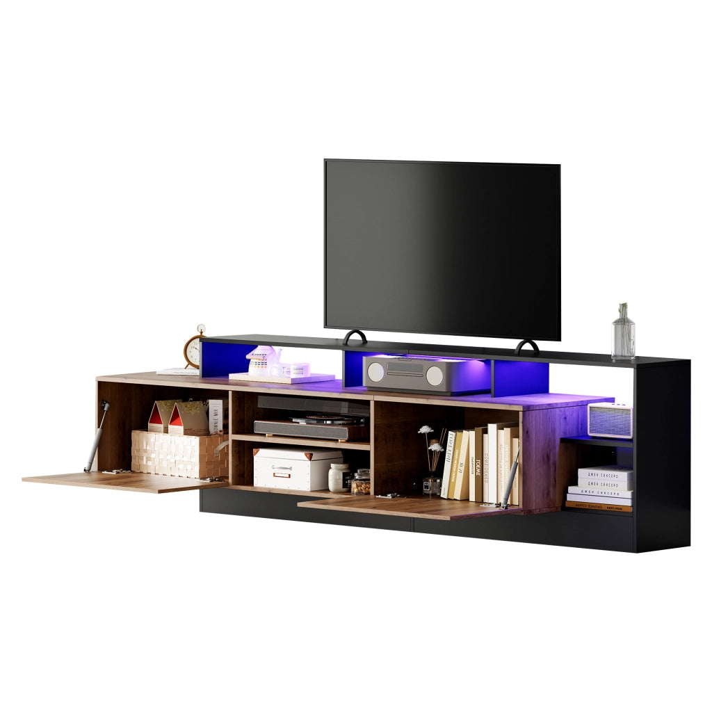 Cassettiera per TV in truciolato; nero e rovere; lunghezza 190 cm