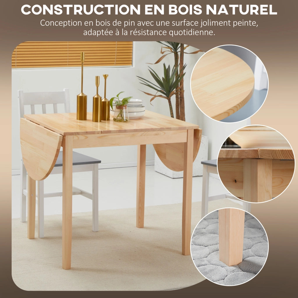 Tavolo da pranzo pieghevole ovale in legno massello 2 ante ¨C zephmum ¨C 140x70x75 cm