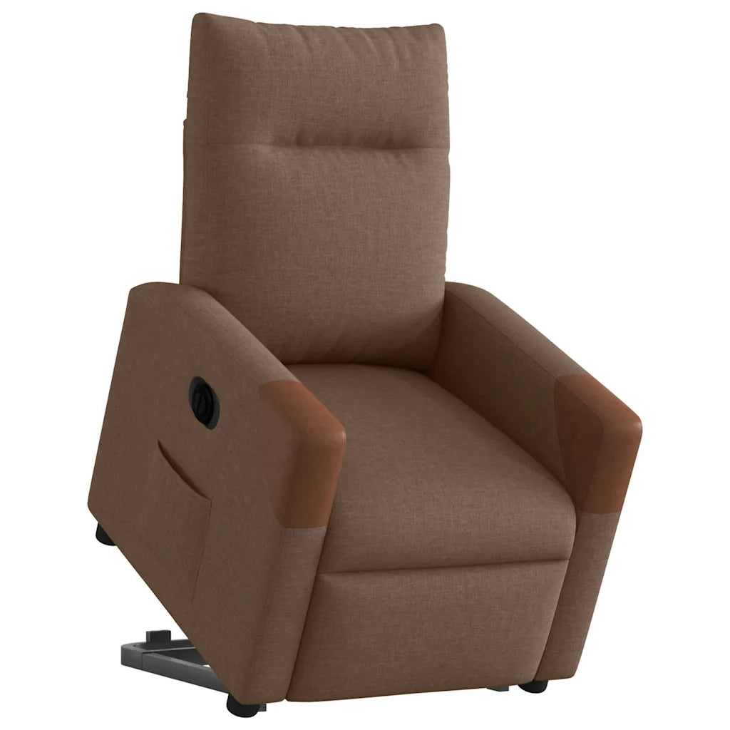 Poltrona Alzapersona Reclinabile Elettrica Marrone Tessuto 3324025