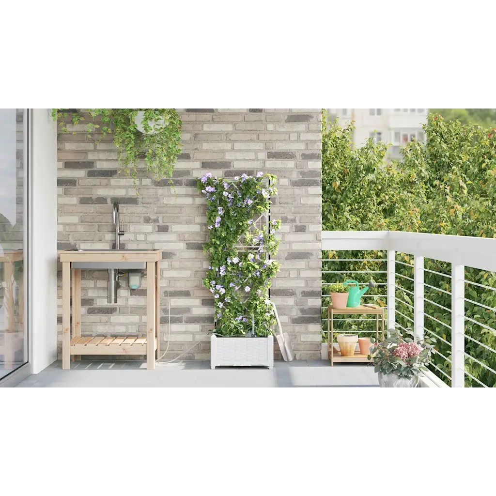 Vaso da giardino Bianco 40 x 40 x 126 cm Plastica 42002916