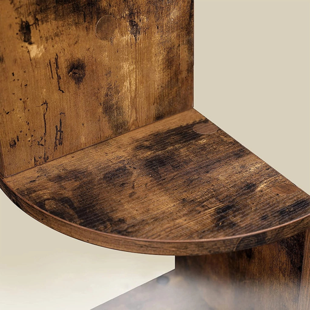 Libreria angolare da parete rustica in legno marrone