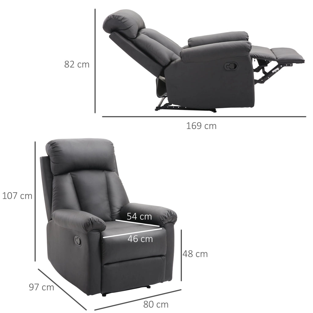 Poltrona Relax Classica in Similpelle Schienale Reclinabile e Poggiapiedi Nera