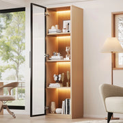 Vetrina con Porta in Vetro e LED ¨C Xylo ¨C Rovere, MDF, 40x40x165 cm