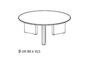 Tavolino da salotto Dot con top in ceramica su vetro marmo calacatta borghini e struttura in metallo verniciato bronzo - Ø 80 cm