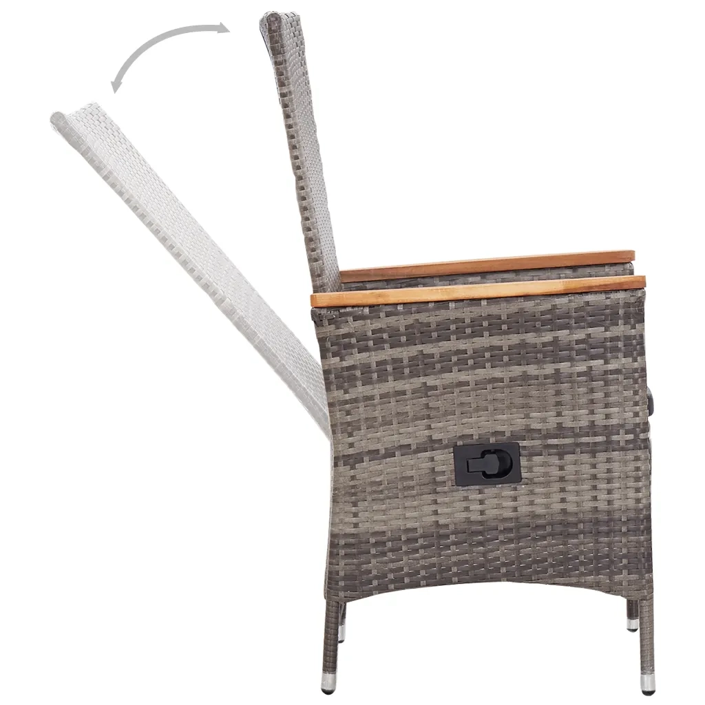 Set da Pranzo da Giardino 3 pz | Set Salotto da Giardino con Cuscini Grigio