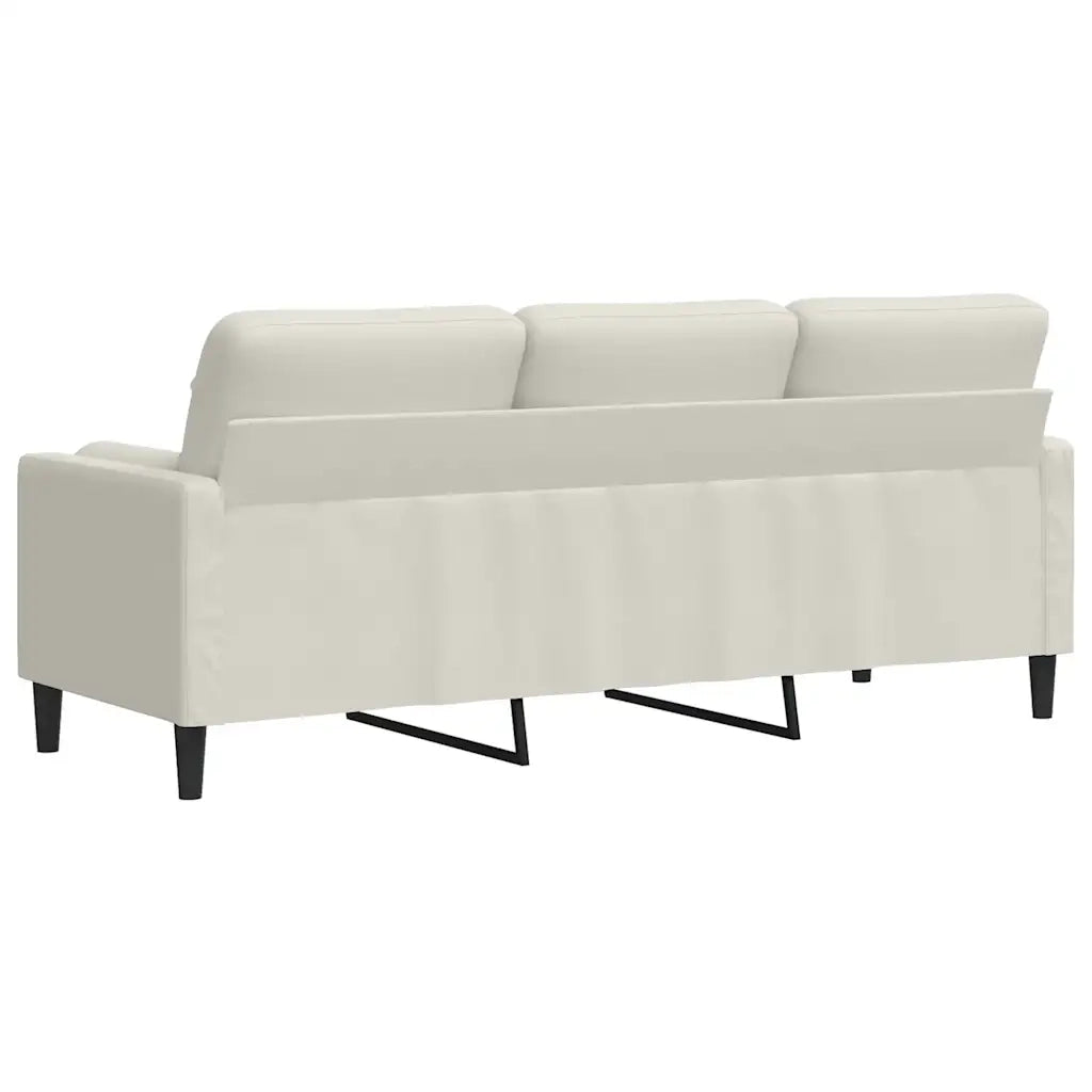 Divano a 3 Posti con Cuscini-Sofa 3 Posti con Cuscini Crema 180 cm in Velluto