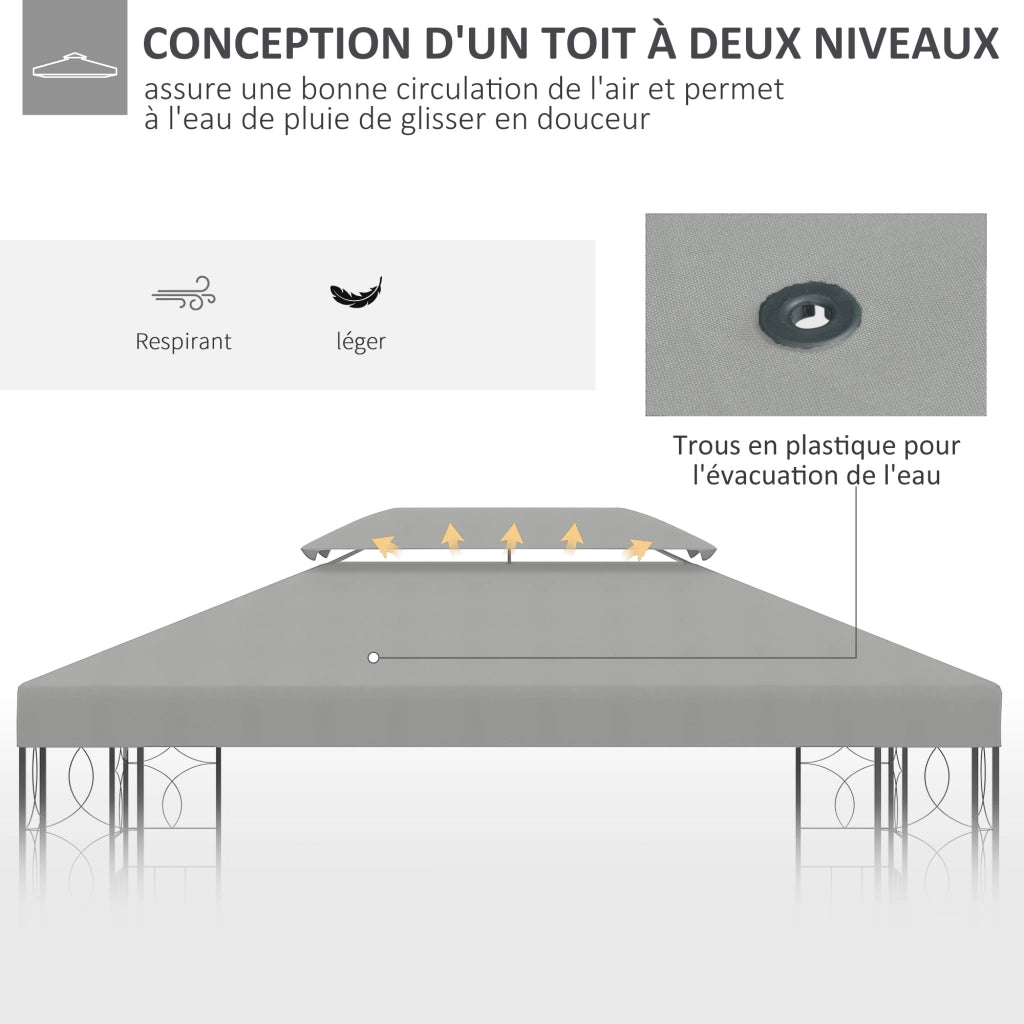 Tenda da giardino 3x4 m ¨C zephmum ¨C grigio chiaro polyester 180 g/m2