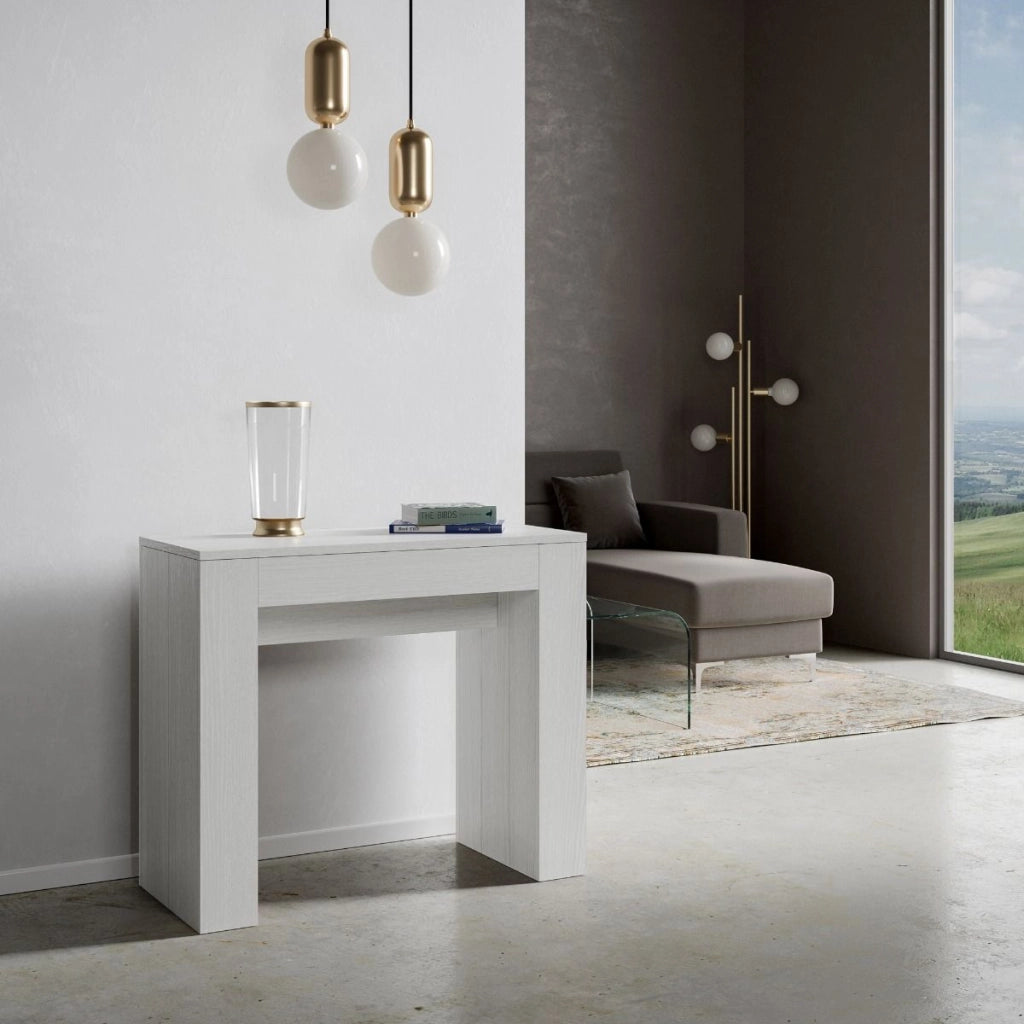 Consolle Allungabile 90-302x42x77 cm in Nobilitato Bianco