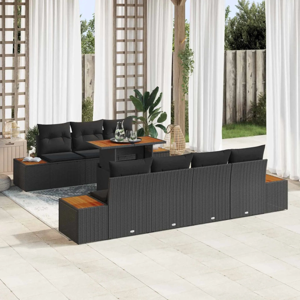 Set Divano da Giardino con archiviazione 8 pcs Nero Poly Rattan 3358777