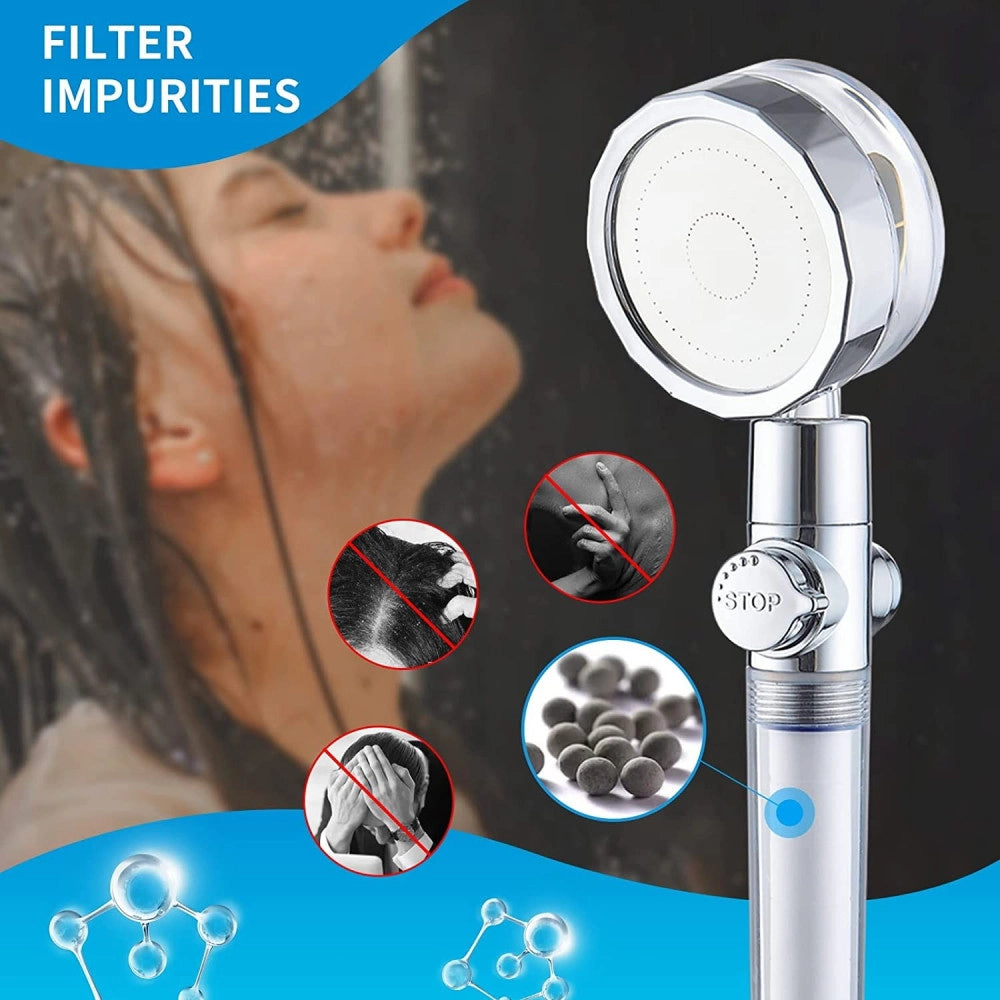 Trade Shop - Soffione Doccetta Doccia Con Elica Turbo Vortice Vortex Water Saving Easy Clean -