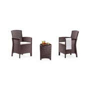 Salottino da esterno Armin, Set da giardino con cuscini, Salottino  effetto rattan, 100% Made in Italy colore Marrone