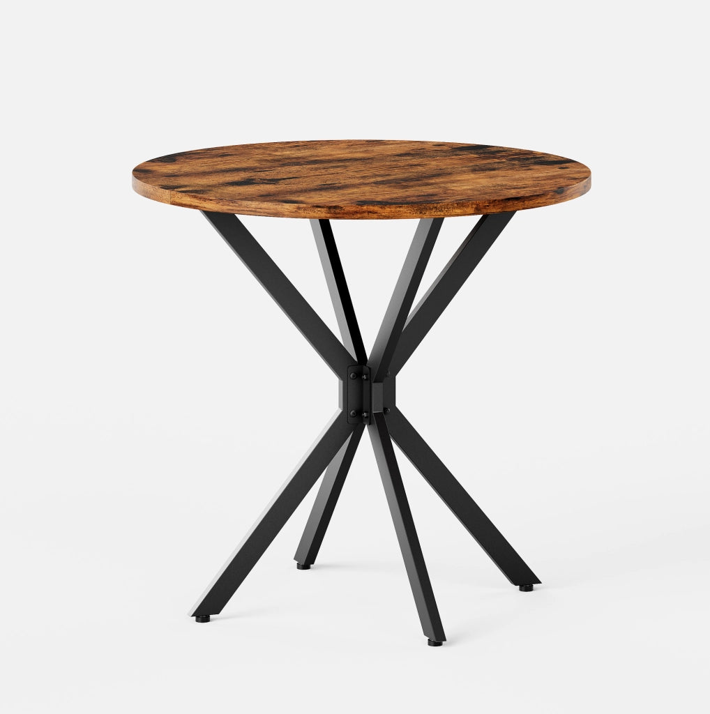 Tavolo rotondo in stile industriale ?80 cm con gambe a X; marrone vintage e nero