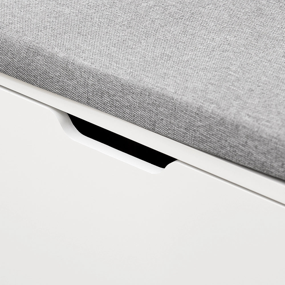 SoBuy Scarpiera Panca Ingresso Salvaspazio Panca Contenitore con Cuscino Imbottito e Struttura in MDF e Ferro, Carico Fino a 250kg, Design Nordic, Bianco e Grigio, 105x24x52 cm, FSR151-L-W