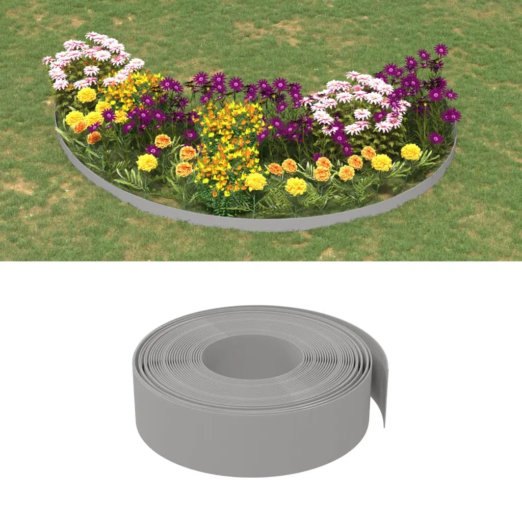 Bordature da Giardino 5 pz Grigie 10 m 15 cm in Polietilene 3155443