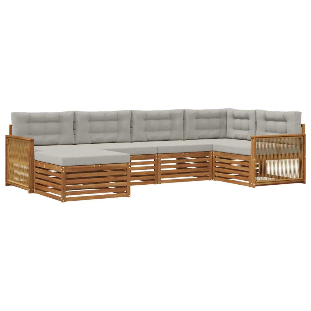 Set di divani da esterno 6 pz Naturale e Grigio Chiaro 3383569