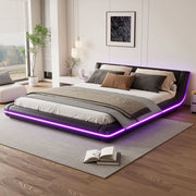 Letto Similpelle con LED ¨C Minimal ¨C Nero 160x200cm