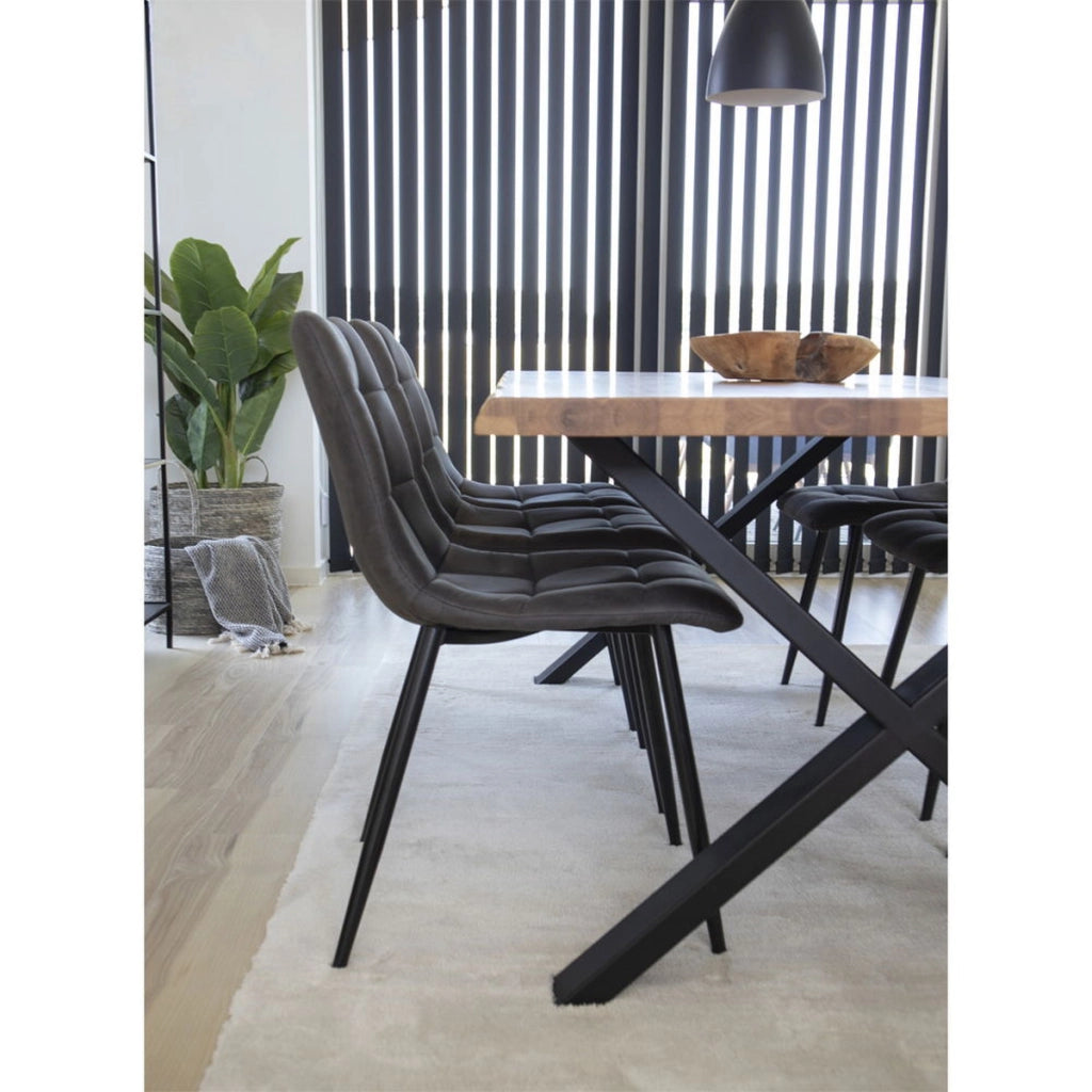 Set di 2 Sedie Middelfart, Grigio, Microfibra, 55x44x86 cm