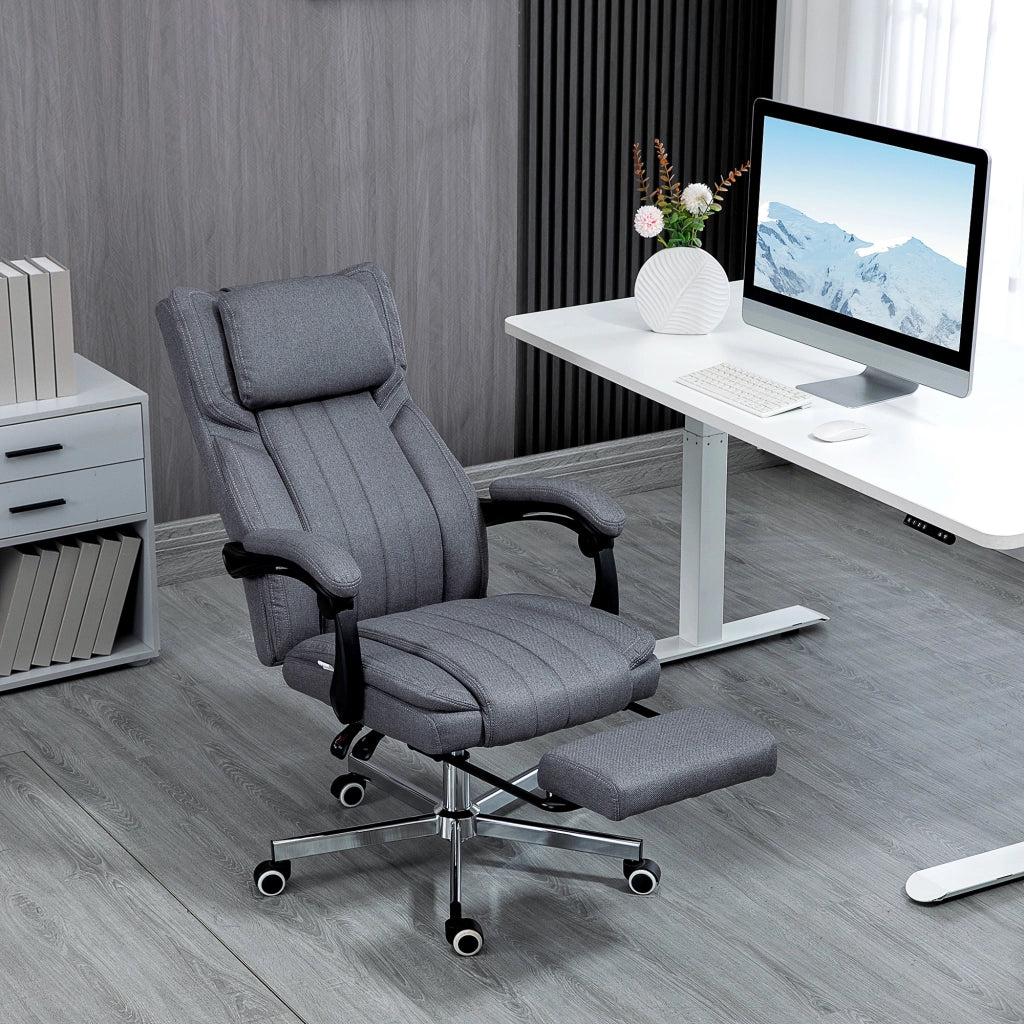 SEDIA UFFICIO massaggiante reclinabile 65x61x105-113 cm grigio in poliestere