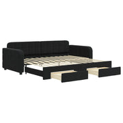 Divano letto | Sof¨¤ letto | Letto singolo Estraibile con Cassetti Nero 90x200 cm in Velluto
