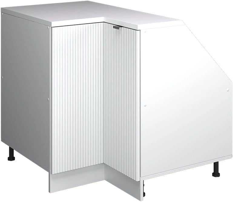 Mobile sottotetto Mobile angolare Rion, Ondulazione bianca, 75.6 x 81.6 cm con 1 porta, carcassa dell’armadio profondità 60 cm, adatto per il salvaspazio sotto tetti spioventi