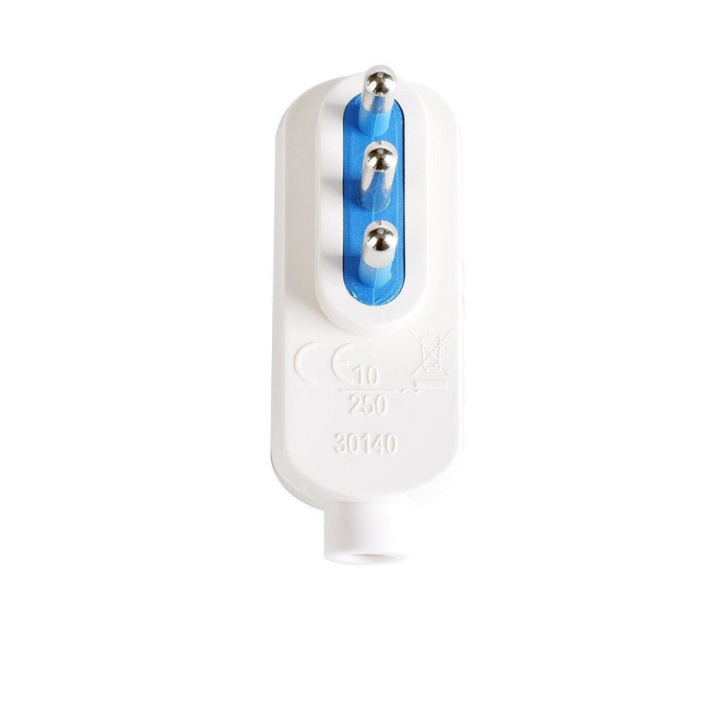 Trade Shop - Spina Elettrica Piatta Salvaspazio Laterale 2p+t 10a 25v Max 1500w Bianco 80003 -
