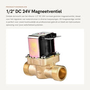 Valvola magnetica 1/2" DC 24V - Normale chiusura - Interruttore di corrente - In rame - Per il controllo dell'acqua - 2 porte