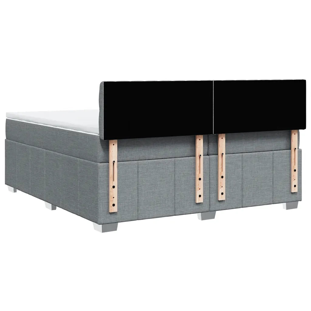 Giroletto a Molle con Materasso Grigio Chiaro 200x200cm Tessuto