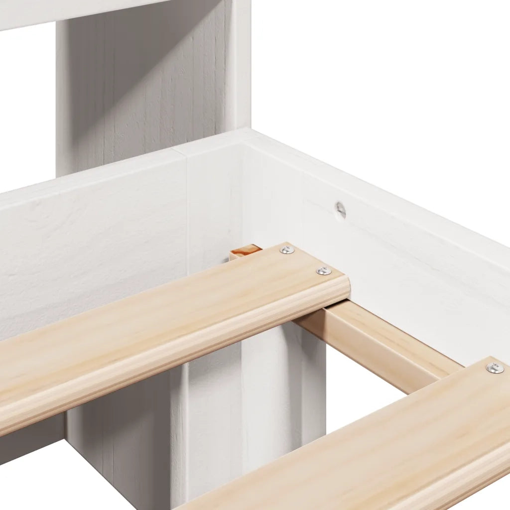 Letto Libreria senza Materasso-Struttura Letto con contenitore Bianco 140x190 cm Legno di Pino 259300