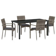 Set da Pranzo per Giardino con cuscino 5 pz | Set Salotto da Giardino Grigio polyrattan